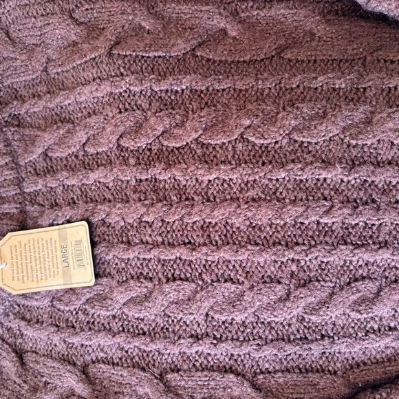 NATURAL LIFE Chocolate Cable Knit Long Sweater Large nwt pit 24” length 33” - Picture 5 of 6